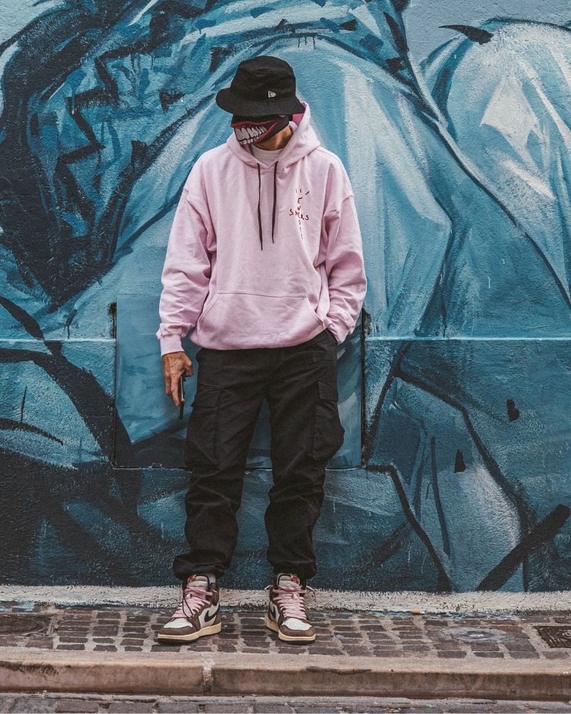 HWL "Travis AJ1 Dark Mocha" Hoodie (Light Pink)