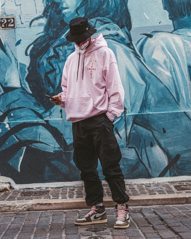 HWL "Travis AJ1 Dark Mocha" Hoodie (Light Pink)